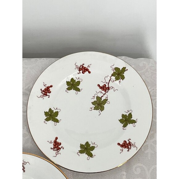 Royal Victoria ROV1 Fine Bone‎ China Plates Set Of 3 England Vine & Grape Design - Picture 4 of 8